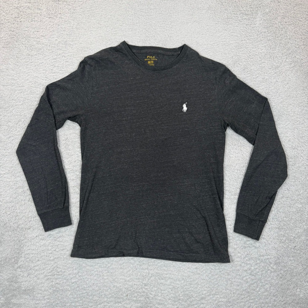 Polo Ralph Lauren Mens XS Long Sleeve T-Shirt Charcoal Heather Grey Pony Logo